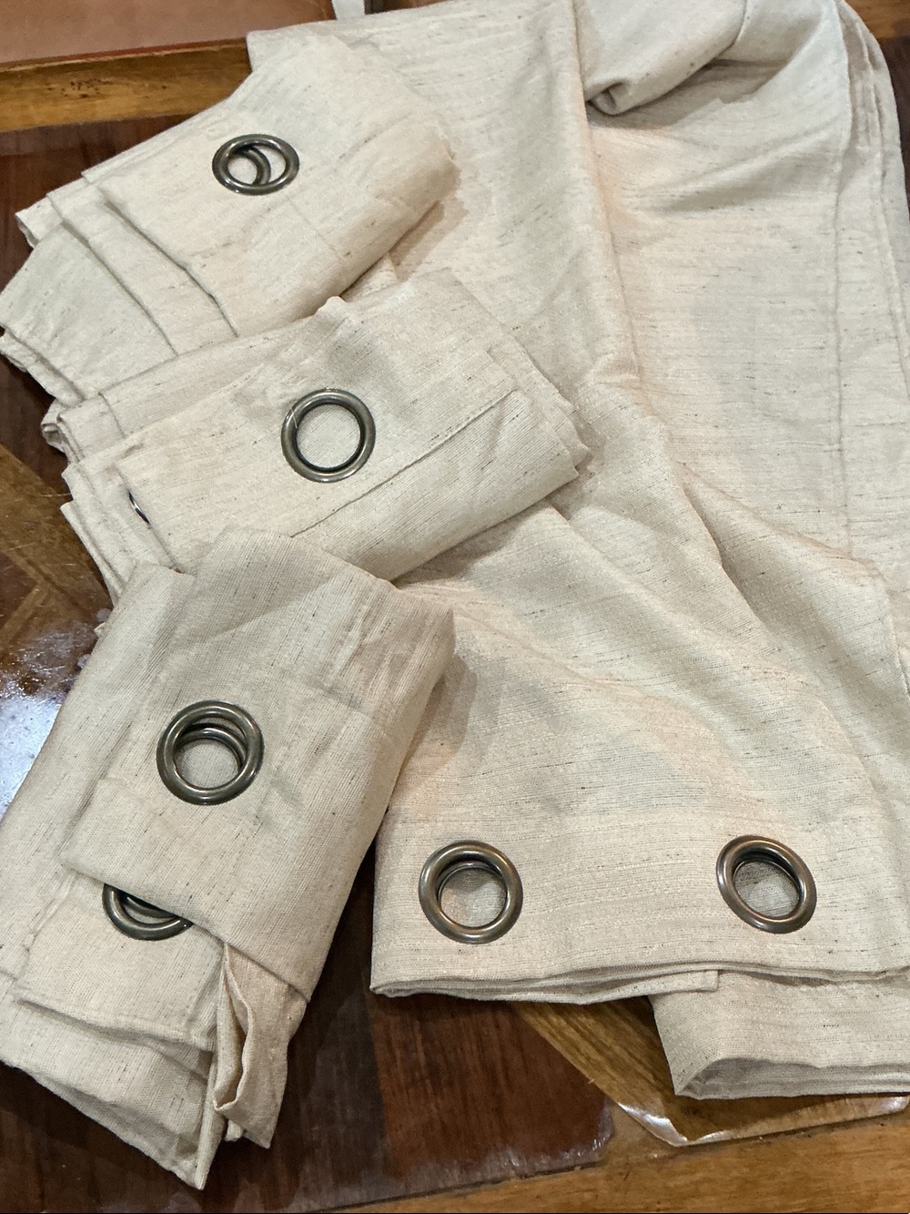 Bundle of four (4) Natural Linen-Look Grommet Curtain Panels - Neutral length 95